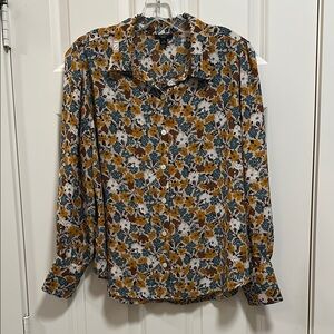 Ann Taylor Factory Floral Long-Sleeve Blouse